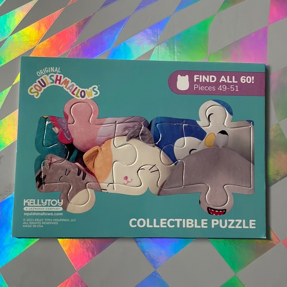 49-51 pieces of the Original Squishmallows collectible trading card puzzle